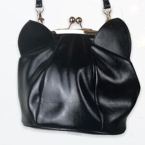 Lizhigu Faux Leather Pleather Black Kitty Cat Kitten Crossbody Purse Bag